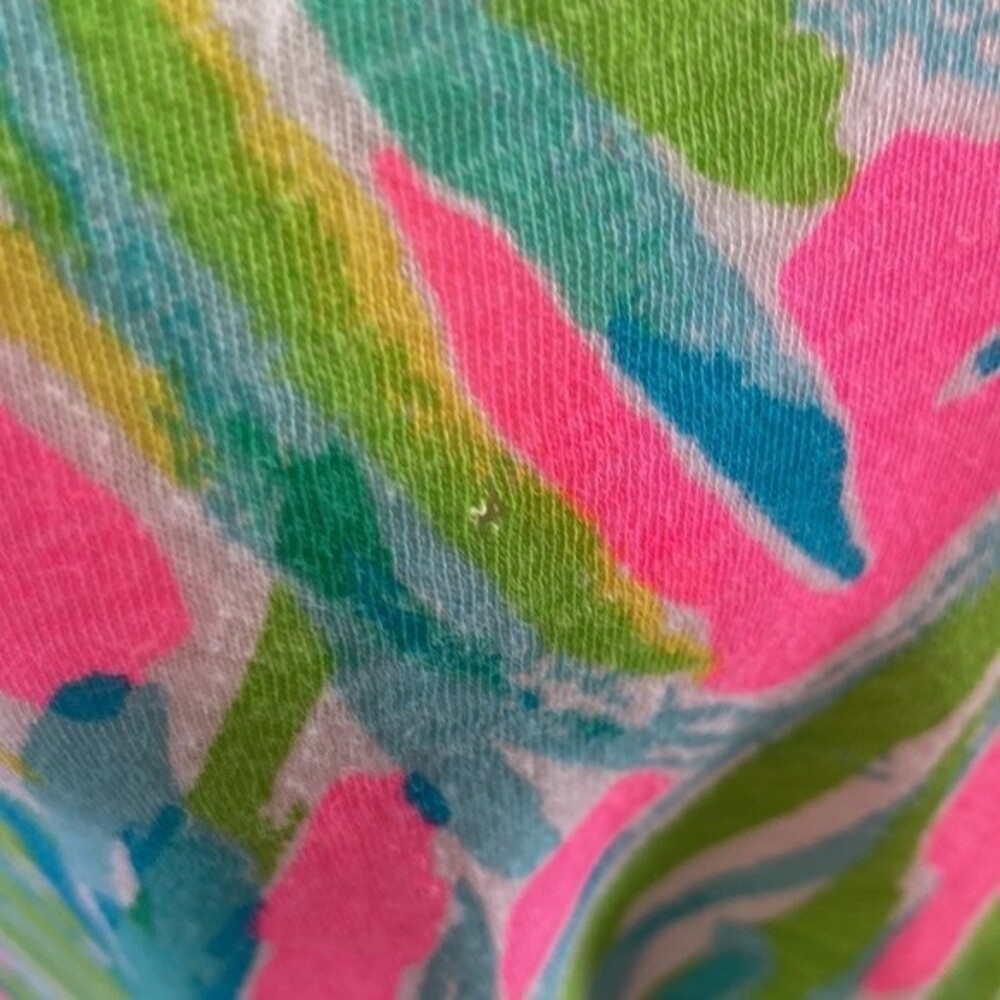 Lilly Pulitzer Linzy Tiki Fringe Pink Green Tastle Top XS - Picture 4 of 9